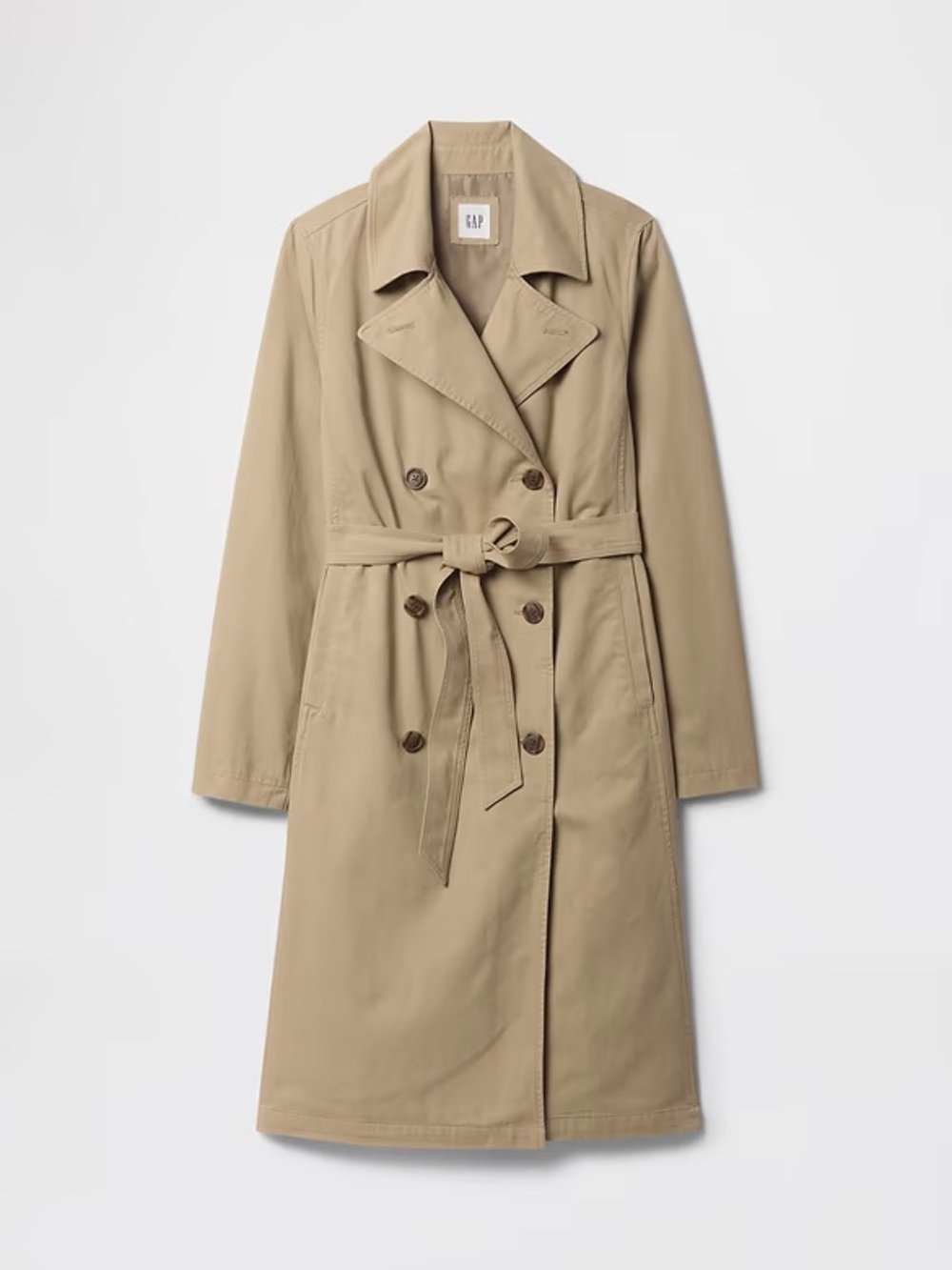 Gap Modern Trench Coat Tan Twill Belted Easy Fit Size Small Like New